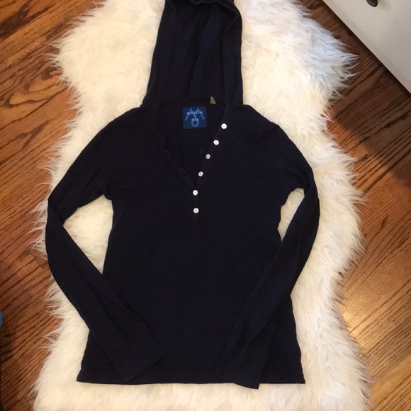 Aritzia Tops - 🌸Navy hooded long sleeve button top Aritzia Tops - 🌸Navy hooded long sleeve button top